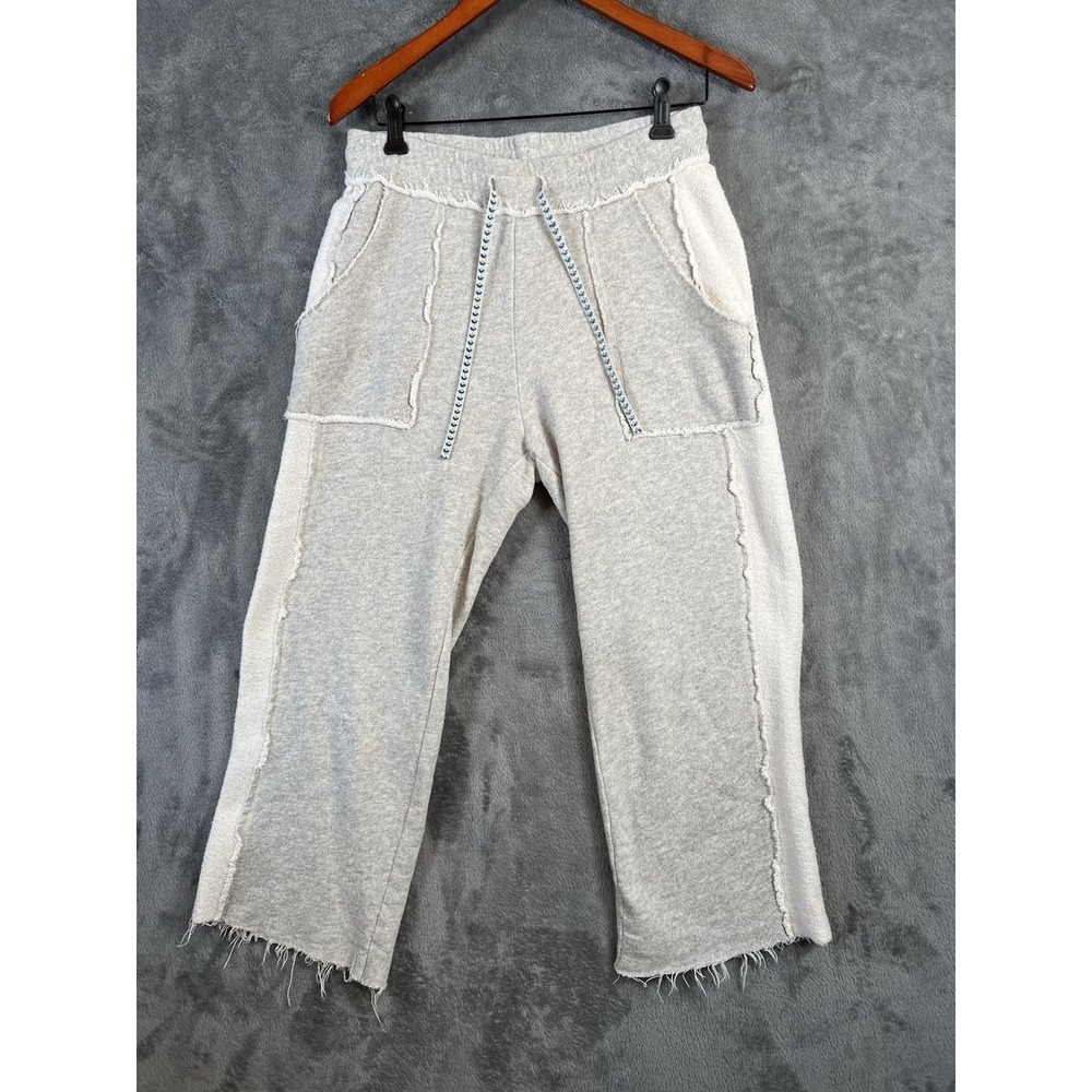 Sundance Sweatpants Womens Small Gray Fleece Cropped Lounge Raw Hem Cozy
